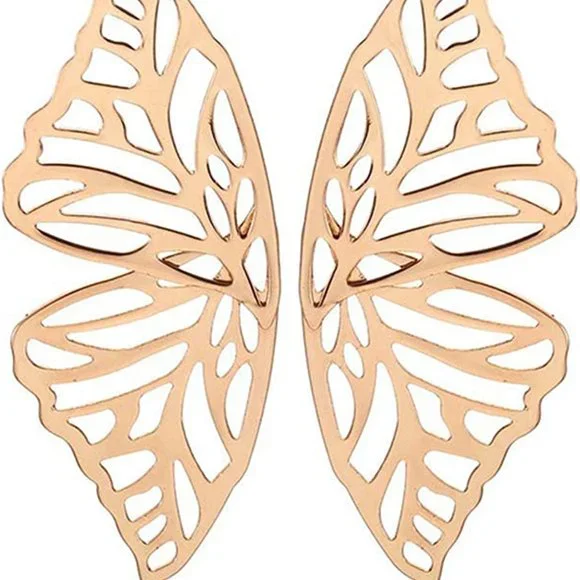Butterfly Golden Big Earrings - Picture 3 of 6